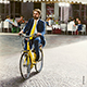 Ciclista de Milán, Óleo sobre lienzo en madera, 45x35cm	