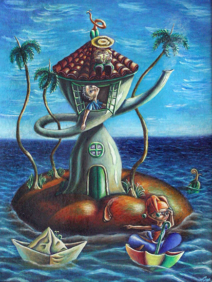 La Isla. Óleo-Cartón. 31 x 41 cms. 2008. Serie Confesiones