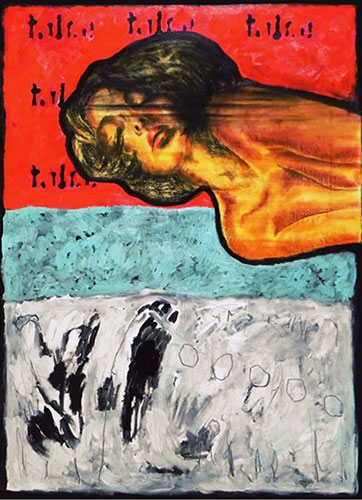 Maria Magdalena luchando contra los Demonios. Óleo sobre tela. 200 x 130 cm